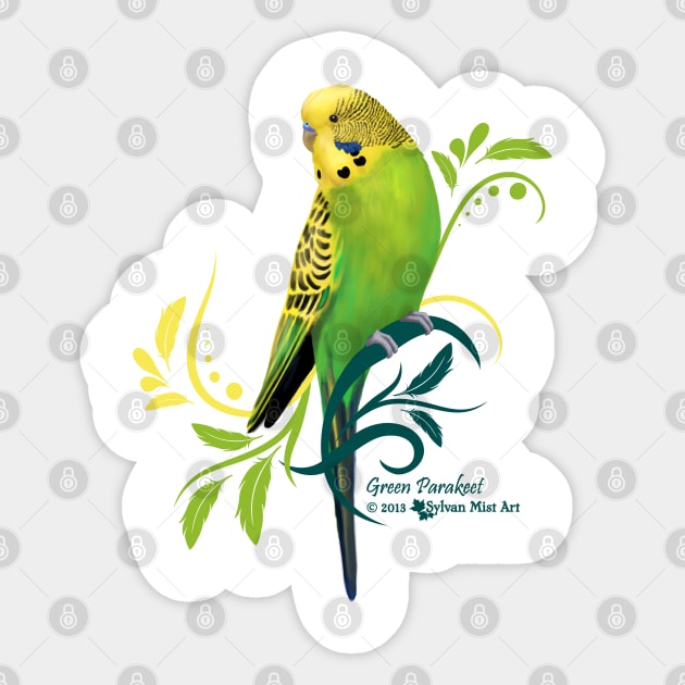 Green Parakeet Sticker by Sylvanmistart